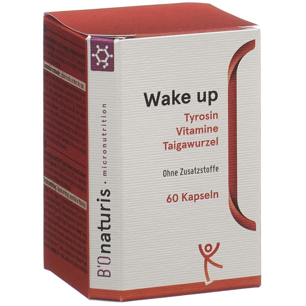 Boîte 'Wake up'. Contient tyrosine, vitamines, taïga. 60 gélules. Marque B'onaturis.
