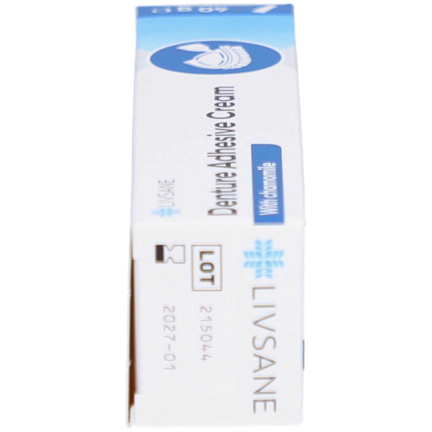 Packung Denture Adhesive Cream mit Kamille, 40g.