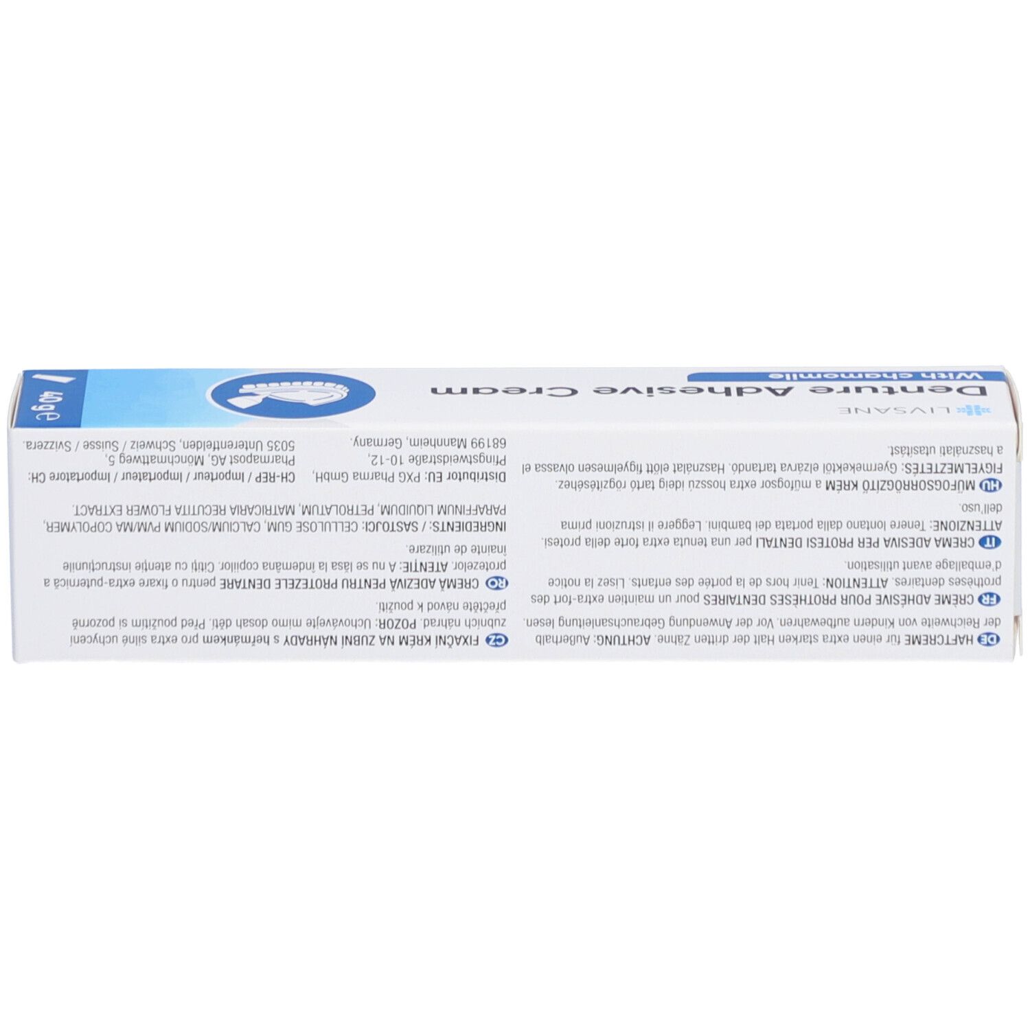 LIVASAN Haftcreme für Prothesen mit Kamille, 40g Tube.
