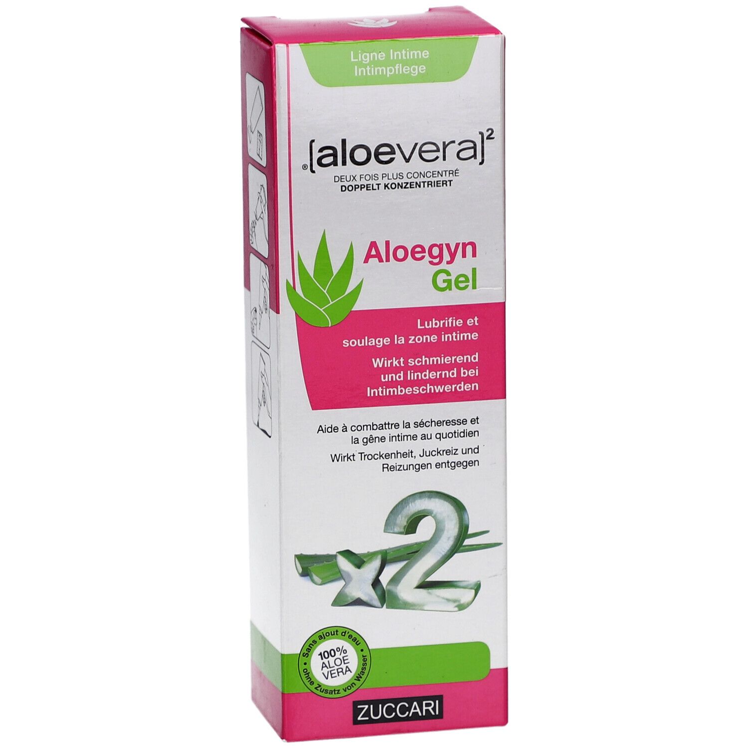 Zuccari Aloegyn Gel Packung mit Aloe Vera, 80ml. Zweimal konzentrierter Formel.