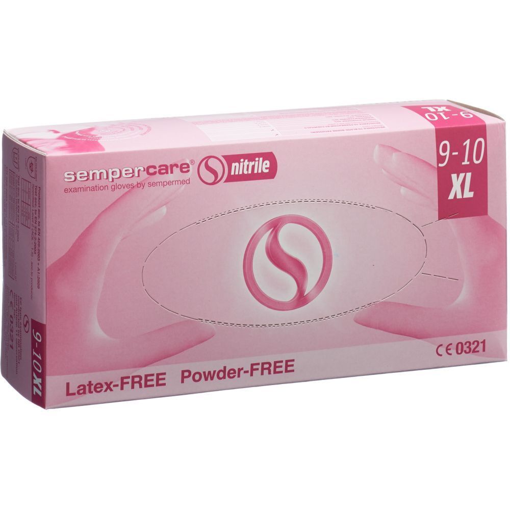Boîte rose 'sempercare® nitrile' gants. Taille XL, 9-10. Sans latex et sans poudre.
