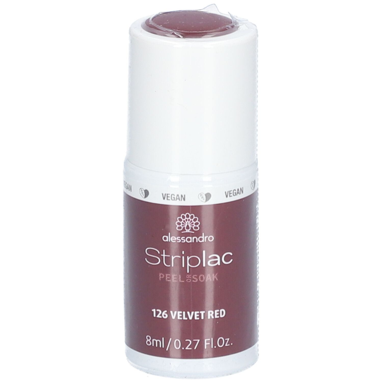 Alessandro International StripLac Peel or Soak 8 ml - 126 velvet red