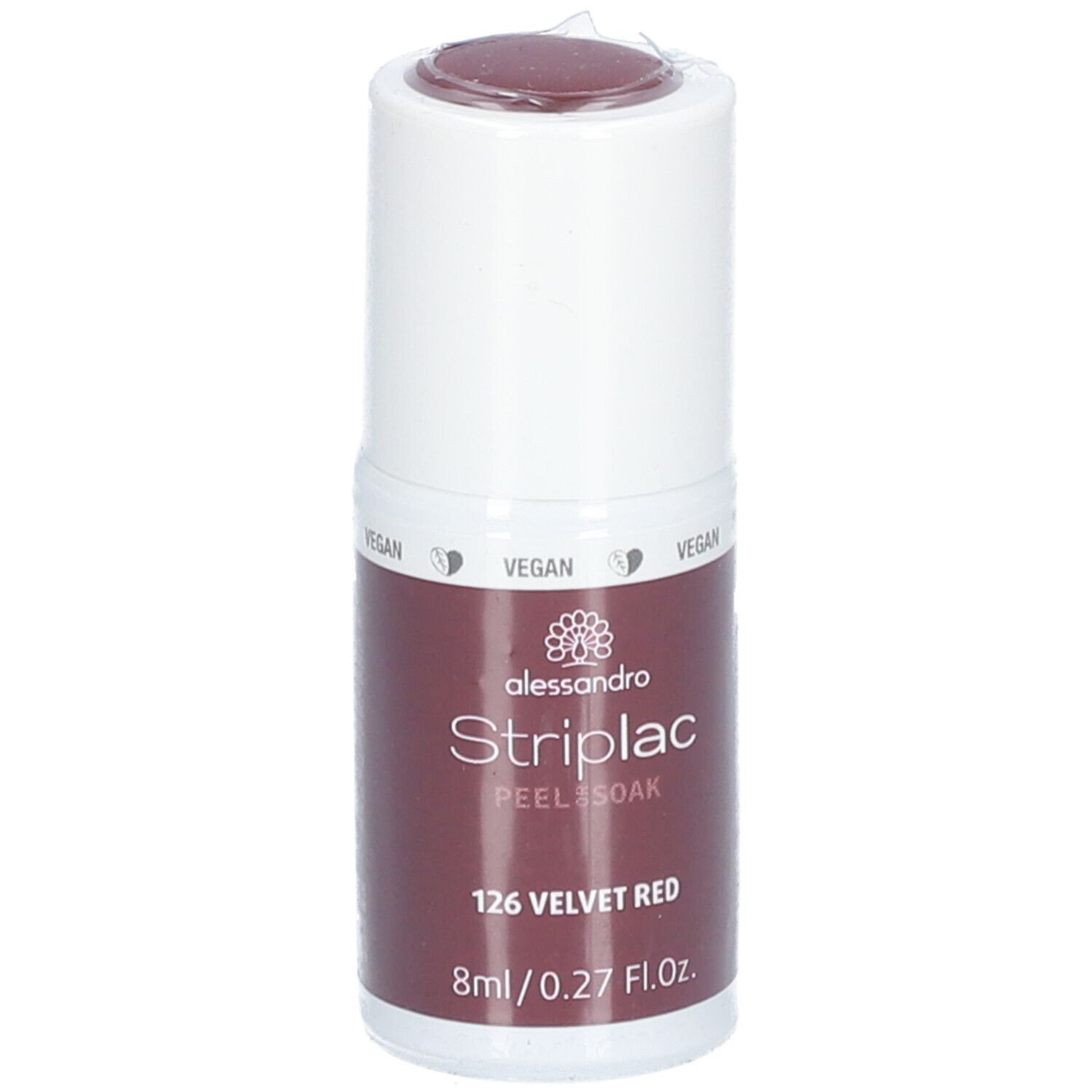 Alessandro International StripLac Peel or Soak 8 ml - 126 velvet red