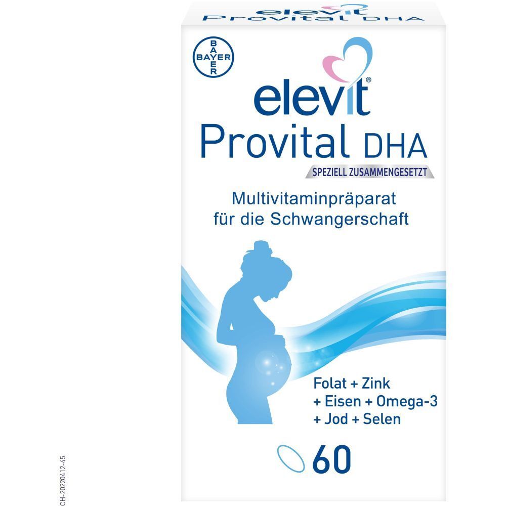 Multivitaminpräparat für die Schwangerschaft. Enthält Folat, Zink, Eisen, Omega-3, Jod und Selen. 60 Tabletten.