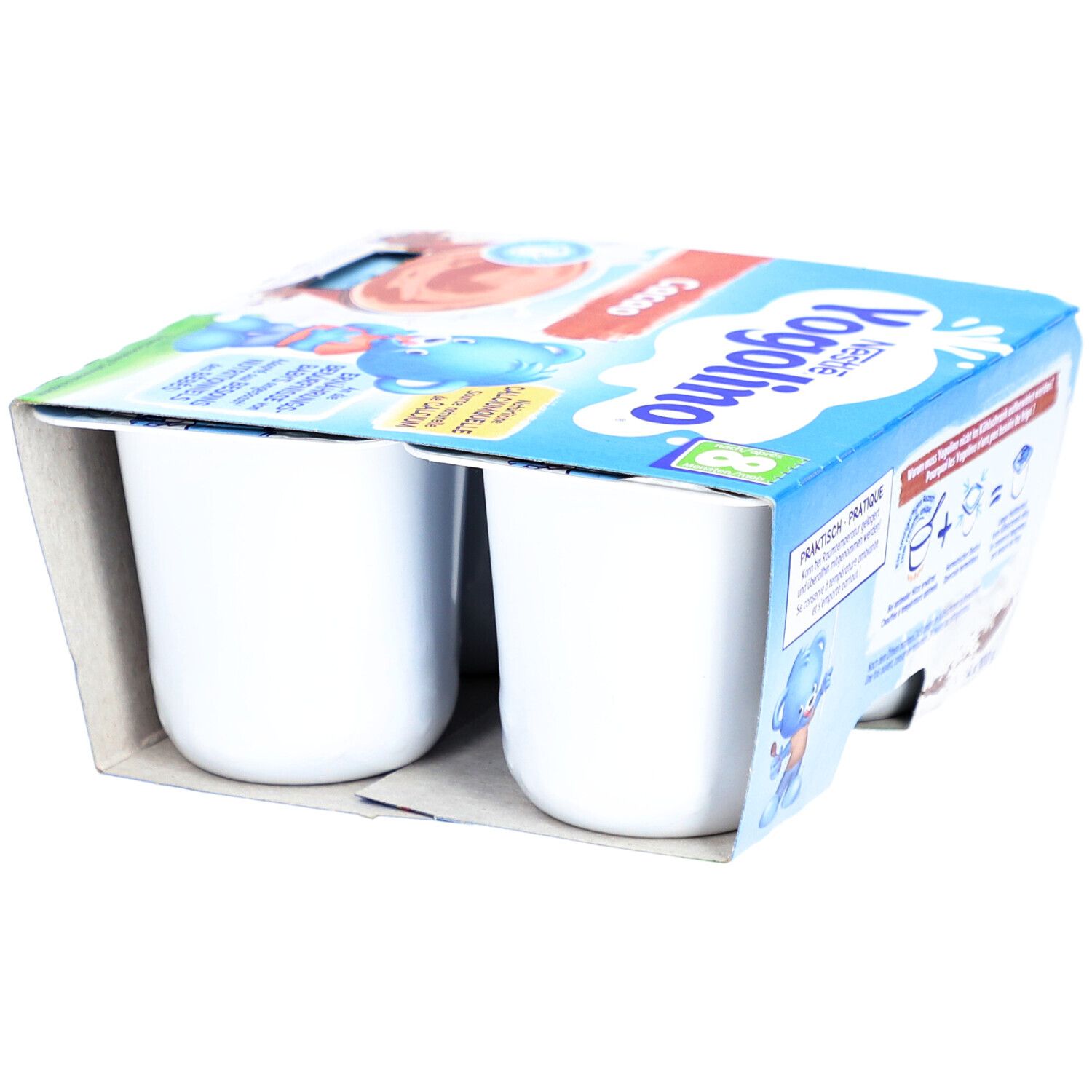 Nestlé Yogolino Cacao, 2 pots en carton. Convient aux bébés dès 8 mois. Avec image de cacao.