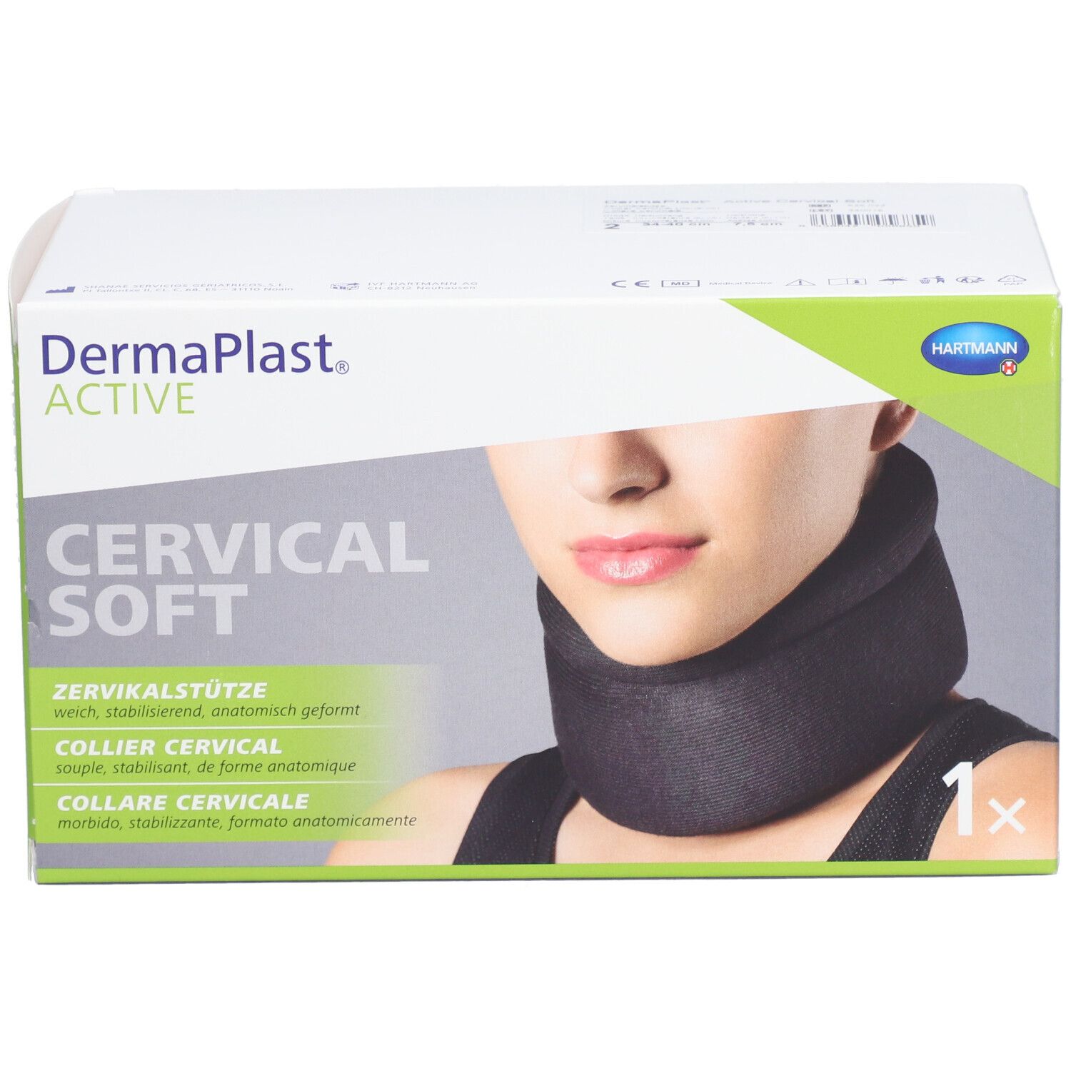 Emballage Dermaplast Active Cervical Soft. Femme avec minerve. 1x.
