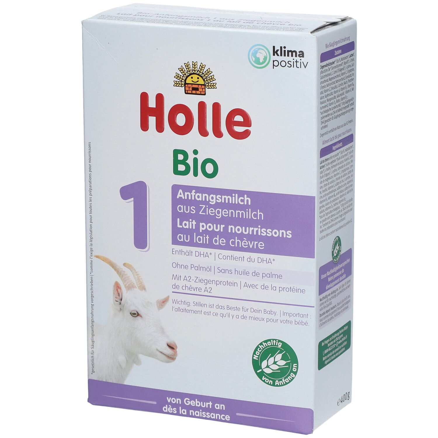 Holle Lait Pour Nourrissons 1 Au Lait De Chèvre Bio 400 G Shop Apothekech 