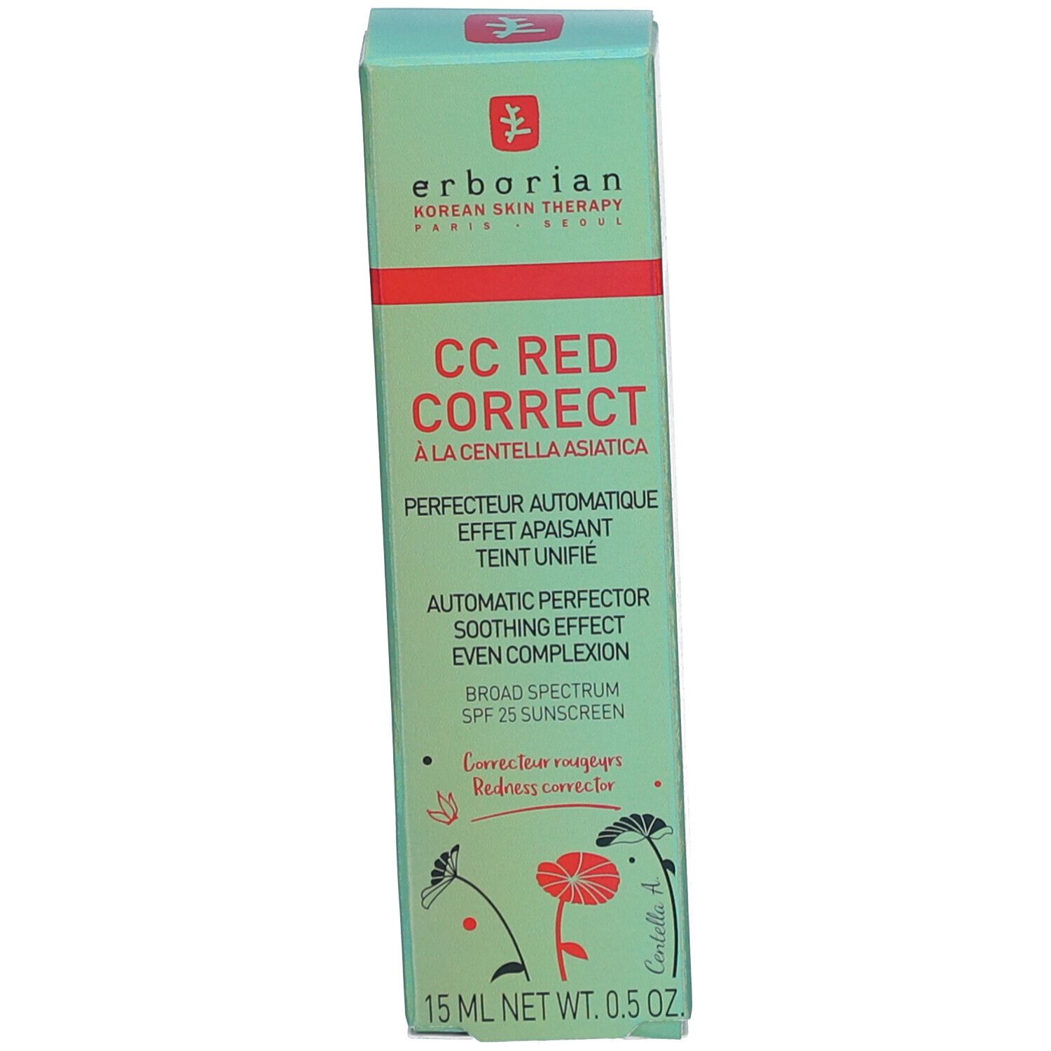 Faltschachtel für Erborian CC Red Correct, 15 ml.