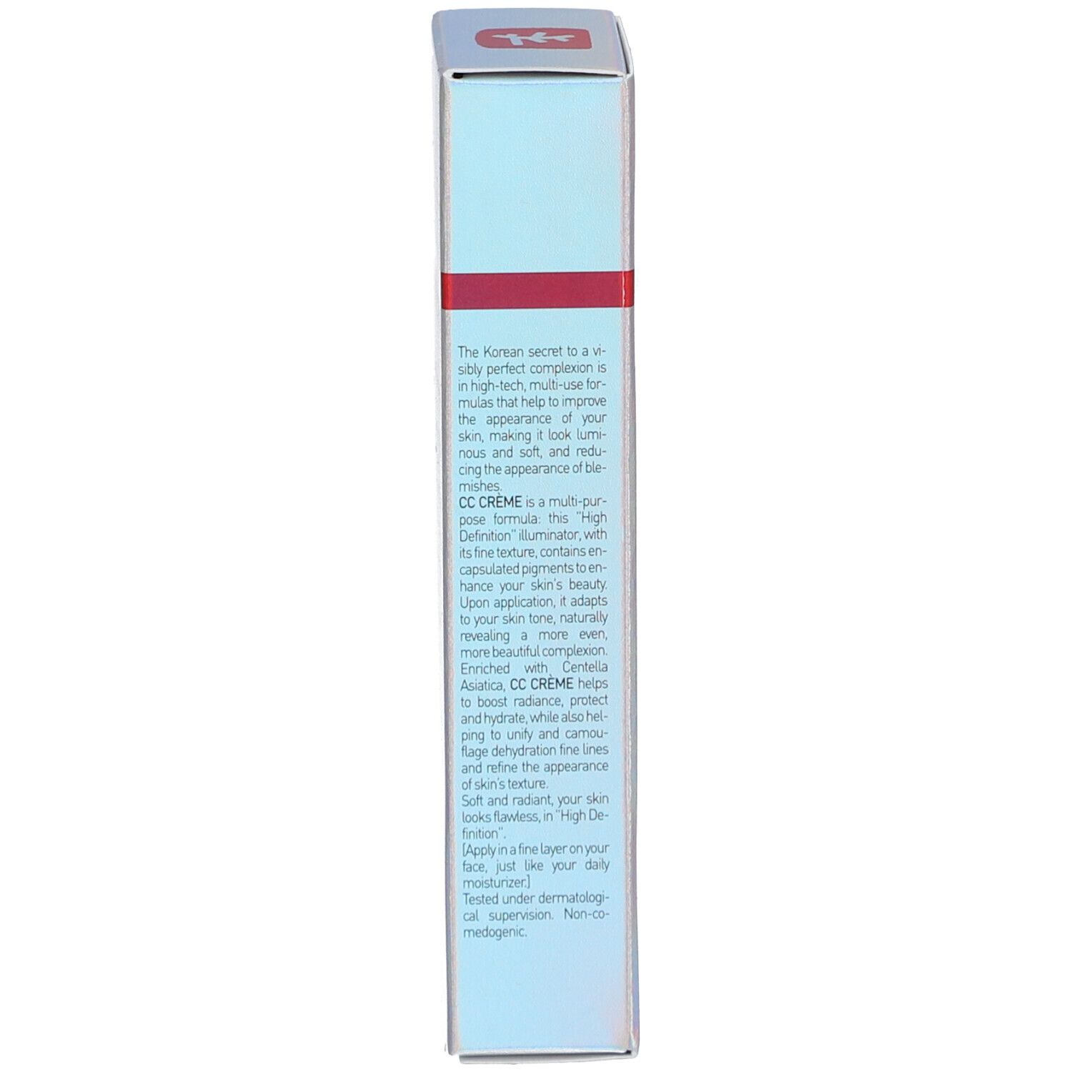 Seite der Produktverpackung. Text in englischer Sprache. Informationen zum Produkt.