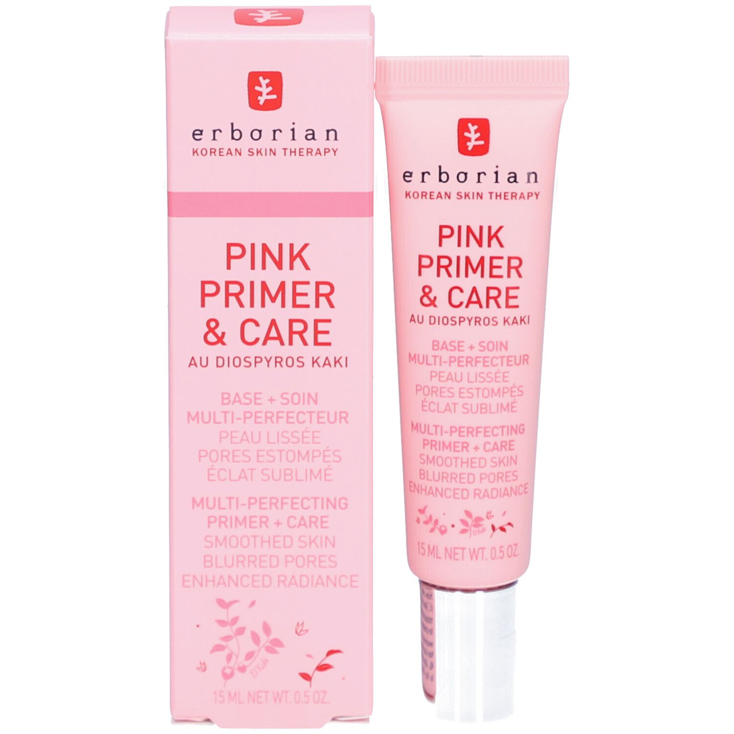 Rosa Verpackung mit Tube. Produktname und Markenname sind sichtbar.