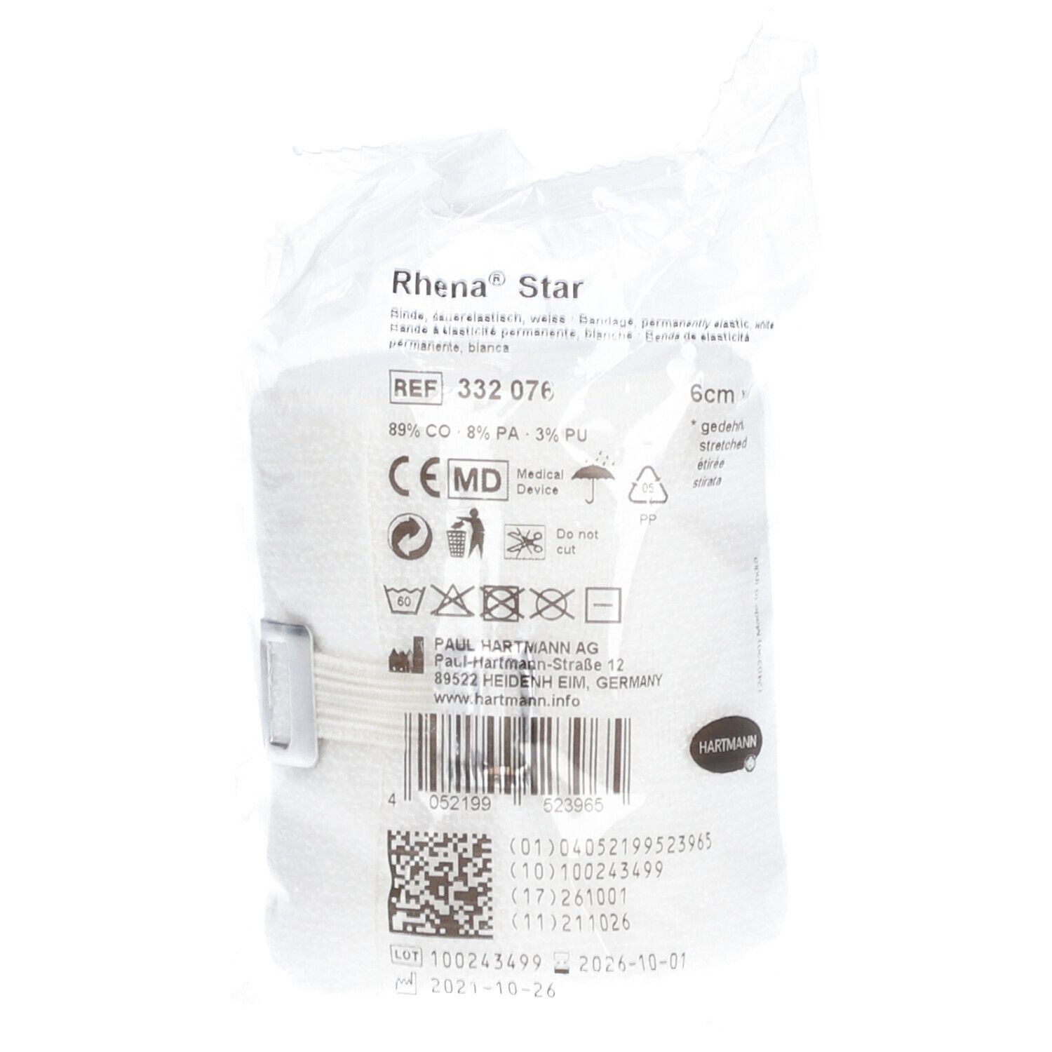 Hartmann Rhena® Star dauerelastische Binde 6 cm x 5 m Cellophan