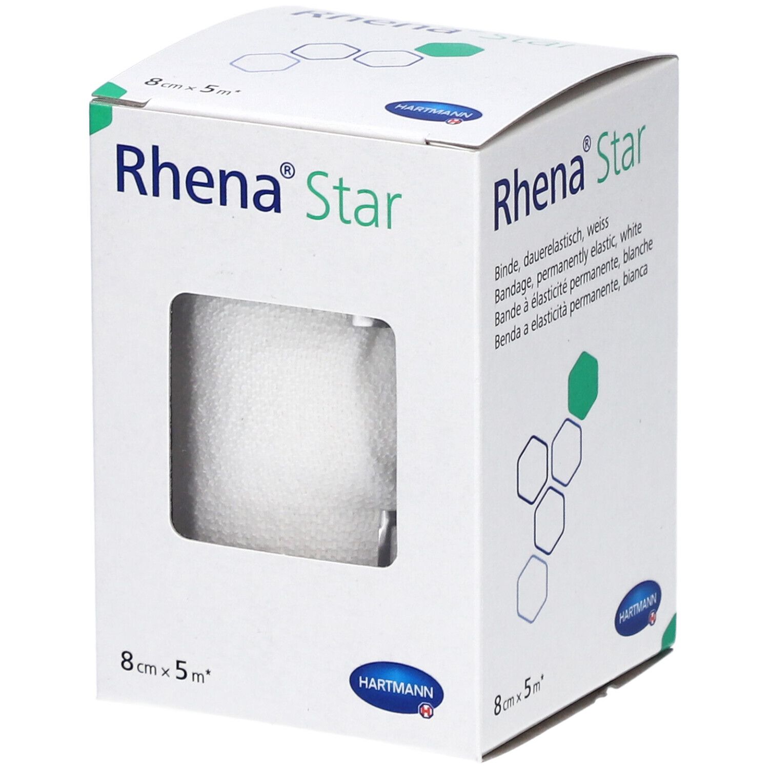 Hartmann Rhena® Star bandes à élasticité permanente 8 cm x 5 m blanc