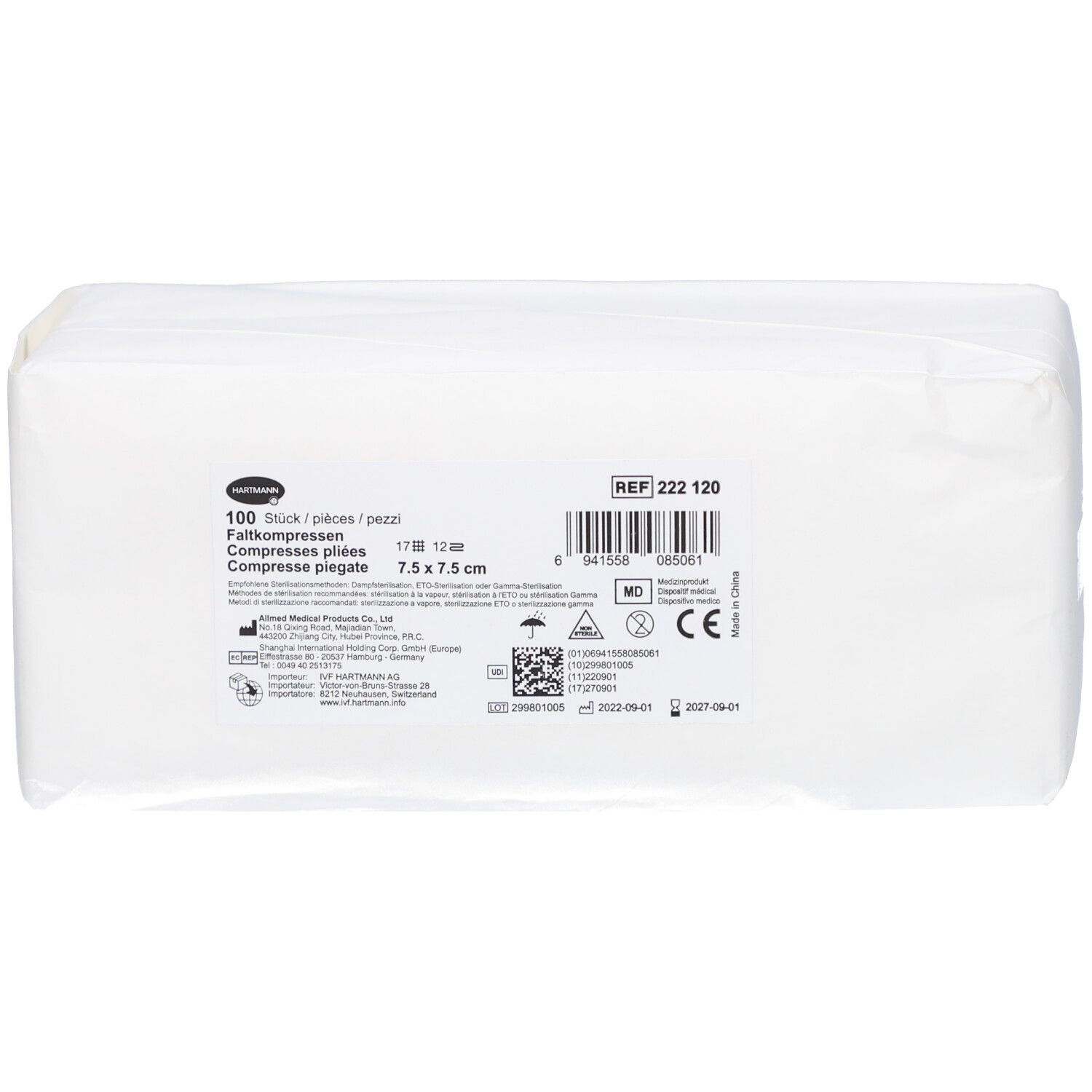 Ivf® Faltkompresse Typ 17 – 7.5x7.5 cm, 12-fach