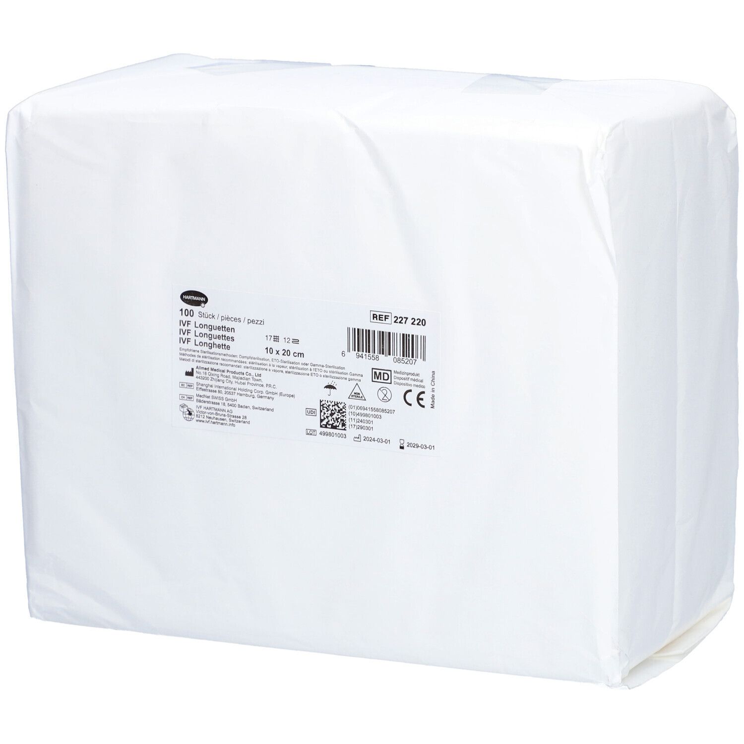 Hartmann Compresses IVF Non Stériles 17 Fils 12 Plis 10 x 30 cm