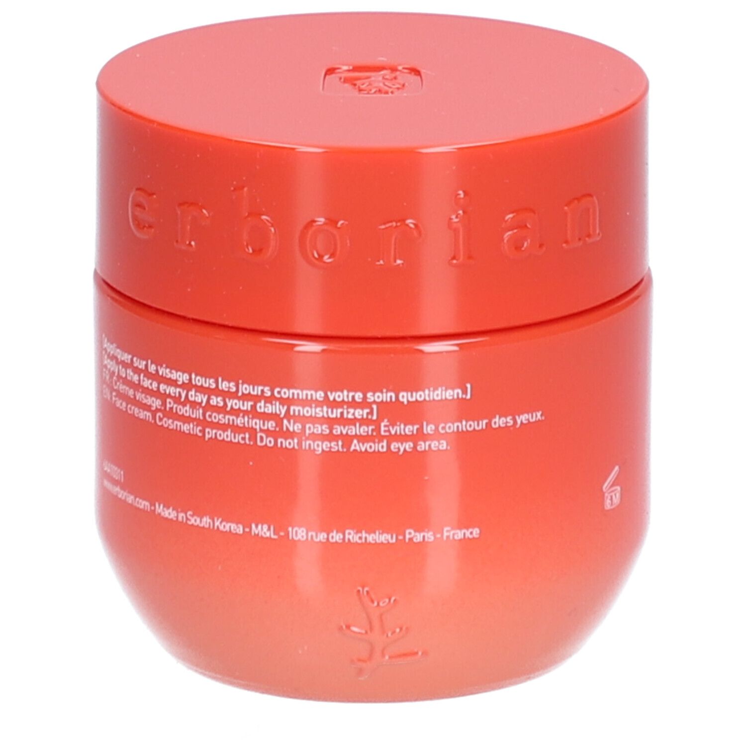Roter Tiegel mit rotem Deckel. Aufschrift: Red Pepper Pulp, Gel Crème Booster d'Éclat. Marke Erborian.