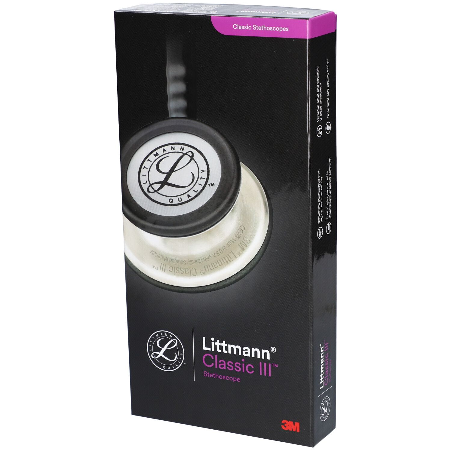 3M™ Littmann® Classic Iii™ stéthoscope, modèle 5620 avec tubulure noire, 69 cm