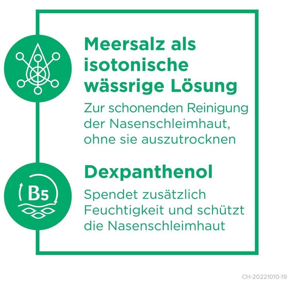 Informations textuelles : Sel marin comme solution aqueuse isotonique et dexpanthénol.