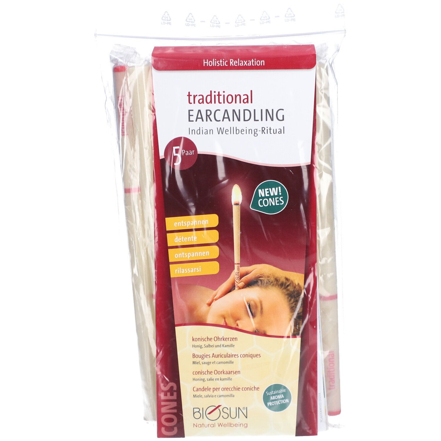 Biosun traditional Ohrkerzen konisch 5 Paar St Stäbchen