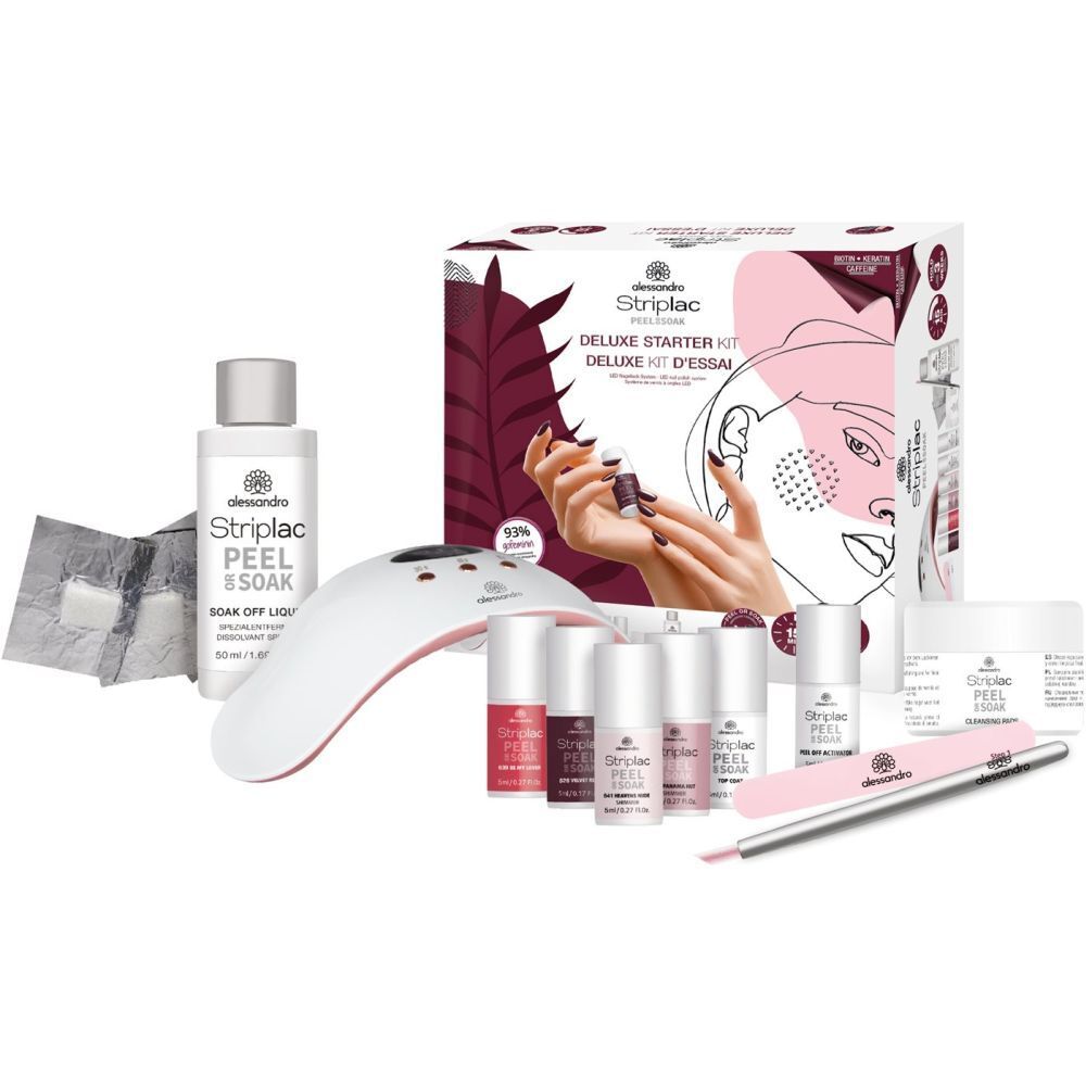 alessandro Striplac Life Farben Starterkit. Enthält Nagellack, LED-Lampe, Feile, Cleaner, und Zubehör. Rosa und Weiß.