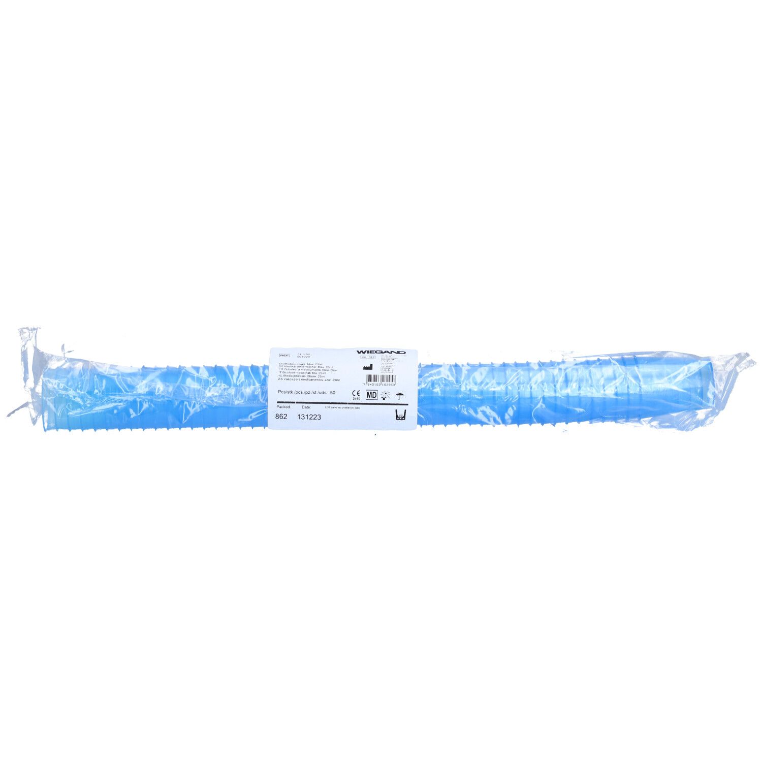 Wiegand Medibecher 25ml blau waschbar 50 Stk