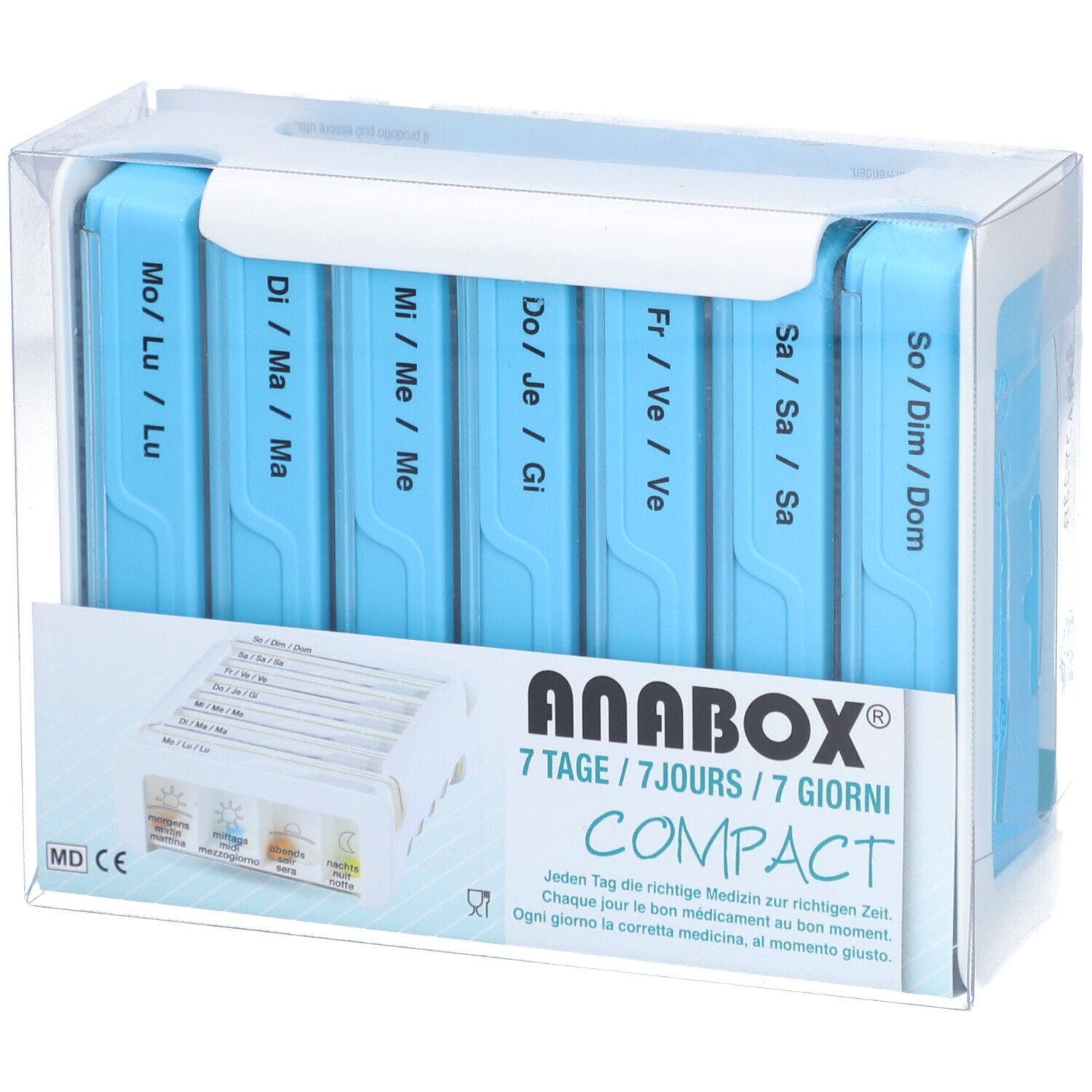 Anabox Distributeur de médicaments compact 7Tage hellb 4 F D/F/I