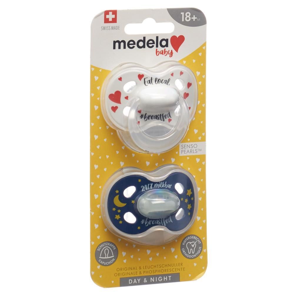 Medela Baby Schnuller Day & Night 18+m Silikon mit Kapseln