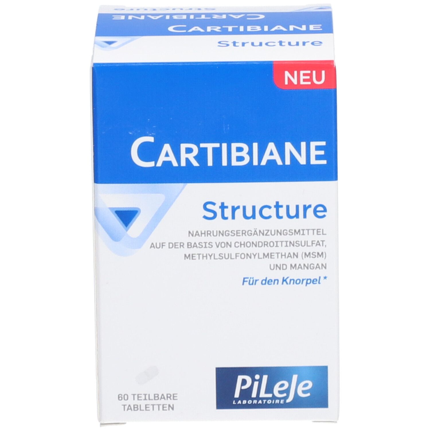 Produktverpackung: Schachtel. Aufschrift: CARTIBIANE Structure. Nahrungsergänzungsmittel. 60 Tabletten. Neu.
