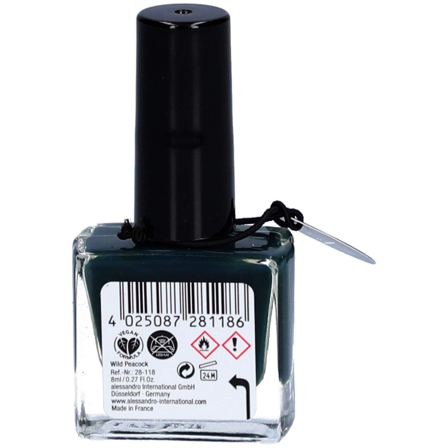 Alessandro [hy'br:id] Soul Gel Polish. Rückseite der Flasche mit Barcode, Warnhinweisen und Inhaltsangaben.