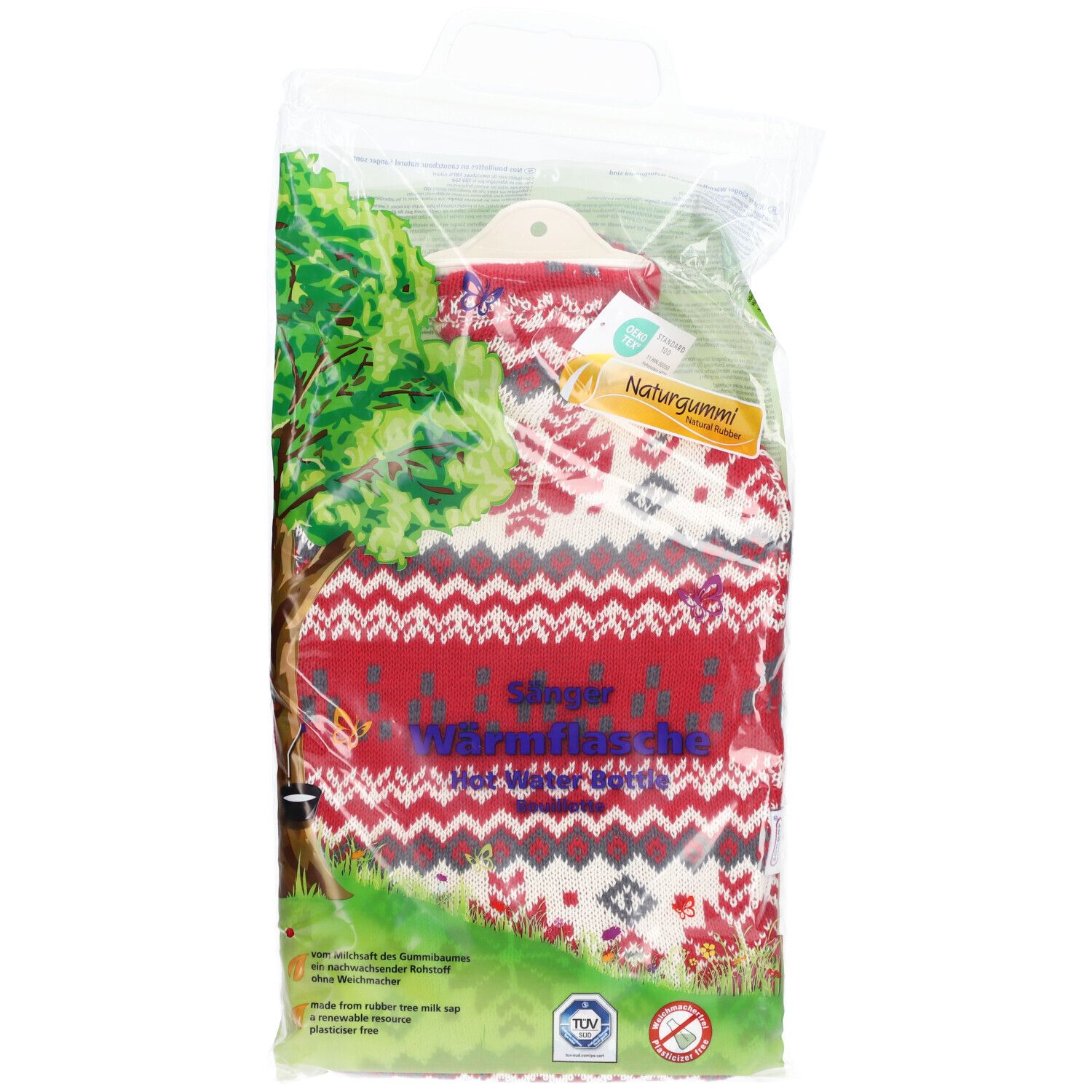 Sänger Bouillotte en caoutchouc naturel 2L avec housse tricotée Nordstern