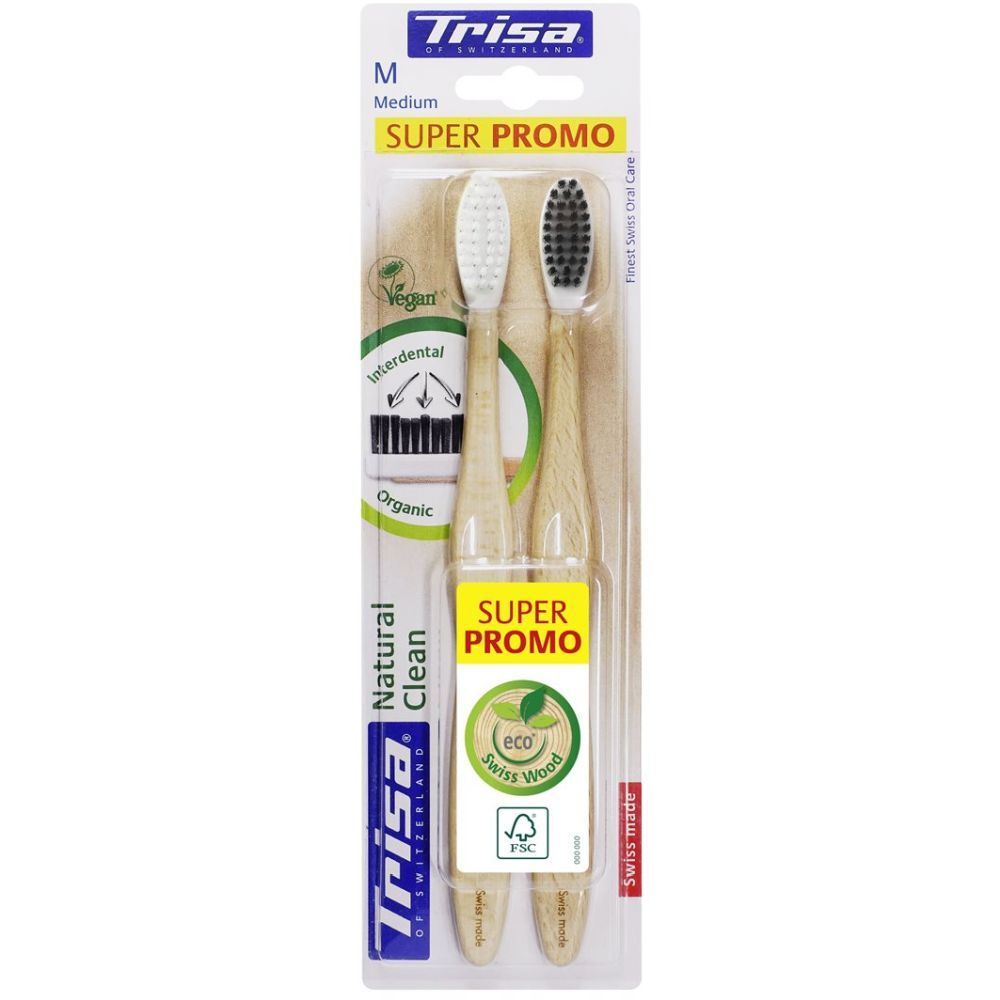 Trisa 2 Brosses à dents médium Natural Clean