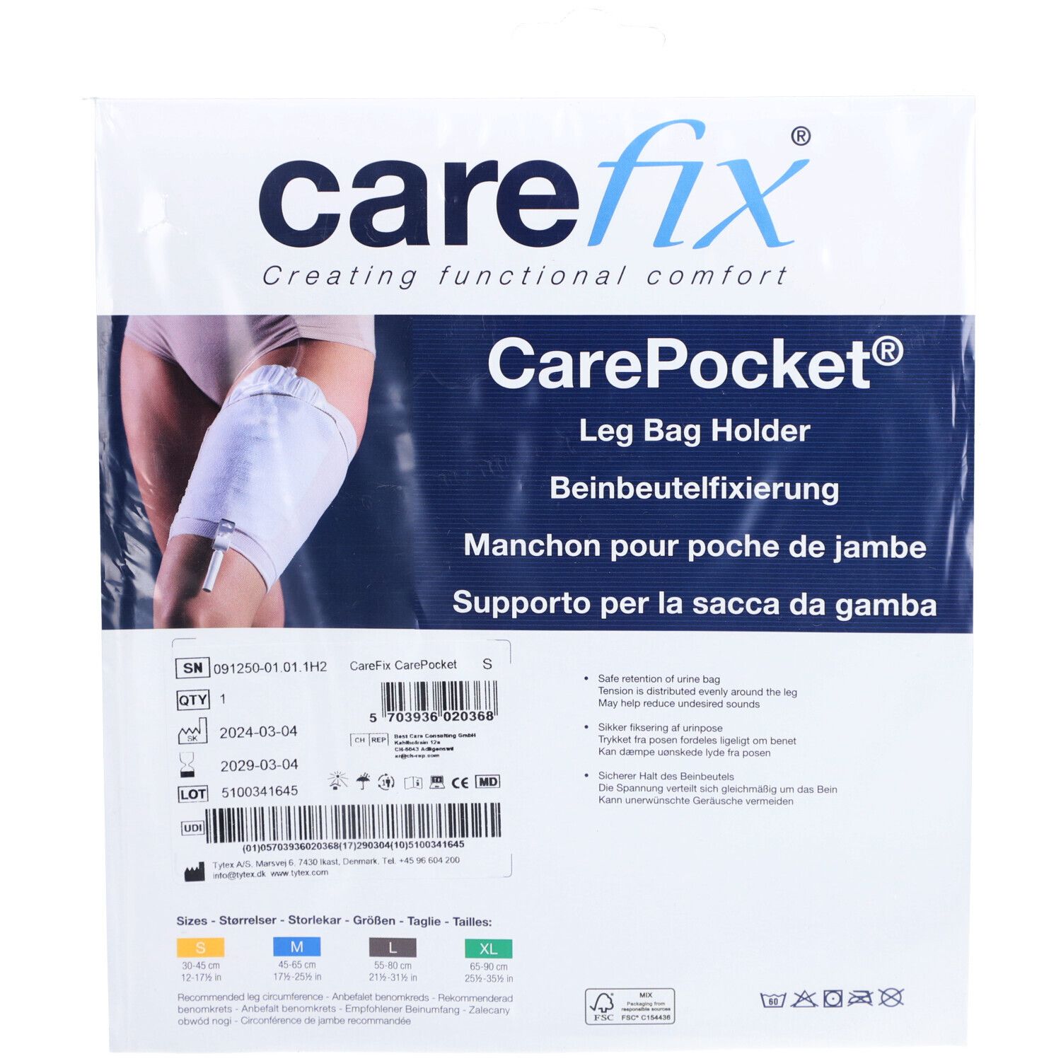 Carefix fixation de poche de jambe S 30-45cm btl