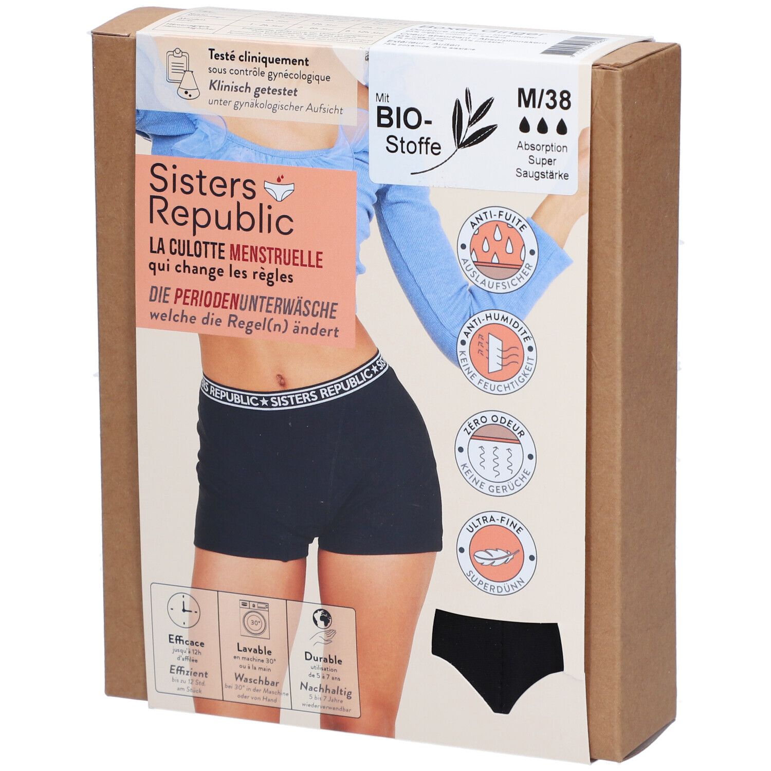 Sisters Republic Boxer Ginger - Culotte menstruelle M/38 Super