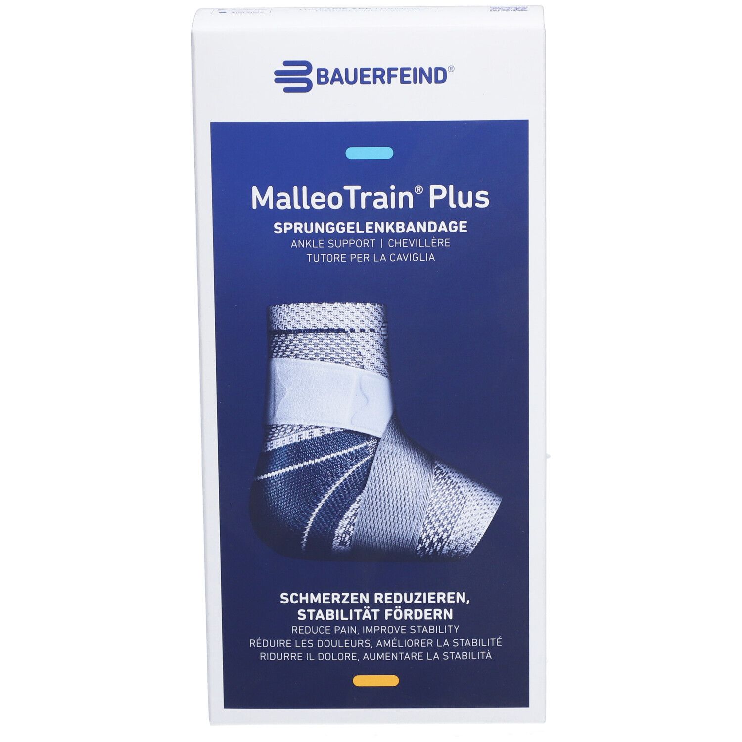 Vorderansicht der MalleoTrain Plus Verpackung. Produktabbildung und Produktname deutlich sichtbar.