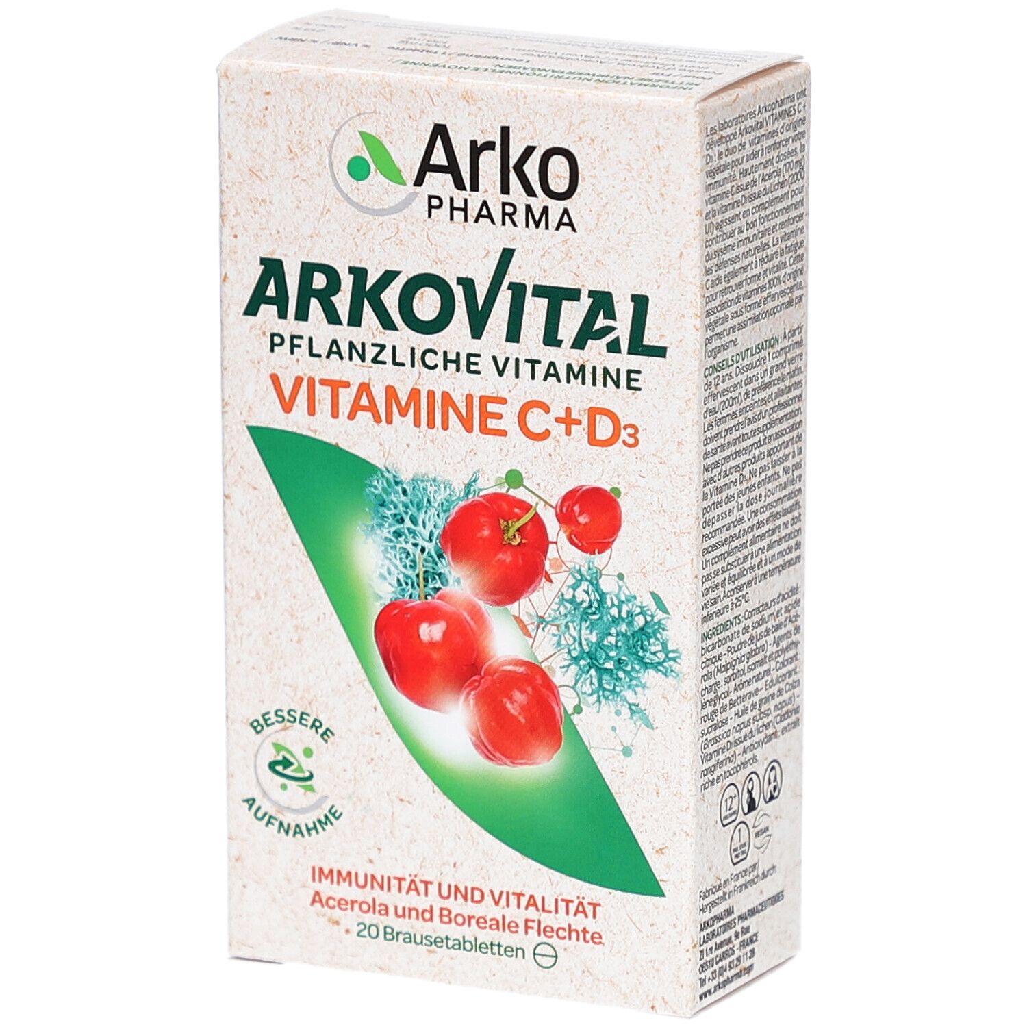 Arkovital Vitamin C + D3 Brausetabl 20 Stk St Brausetabletten