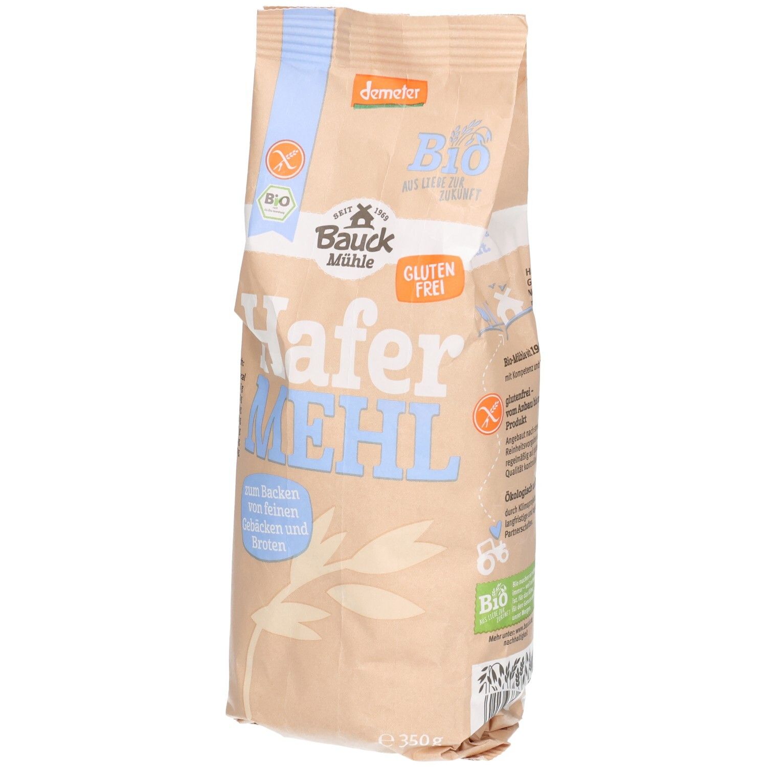 Bauckhof Hafermehl Vollkorn glutenfr 350 g Pulver Veganfreundlich