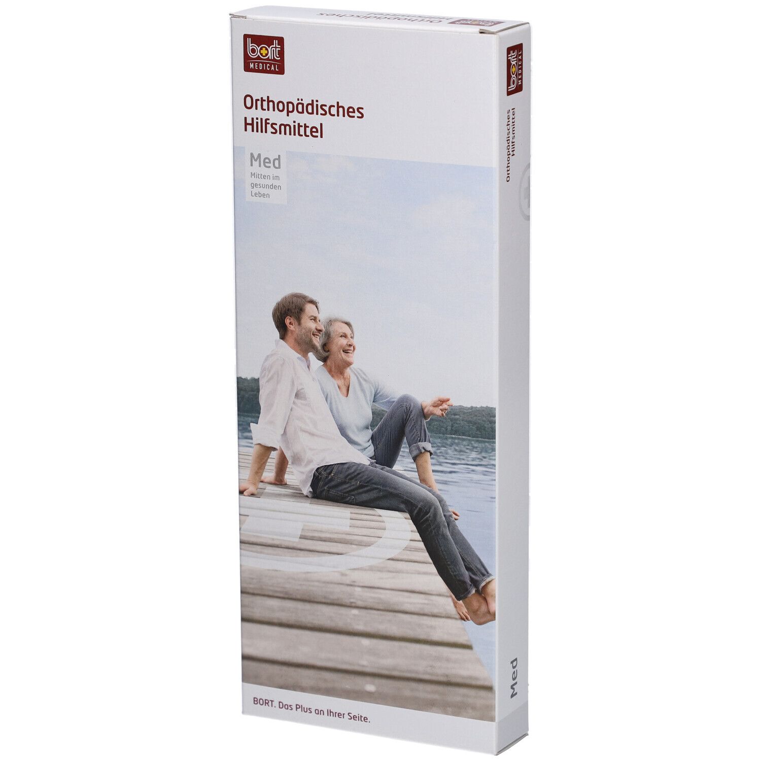 Emballage BORT. Dispositif orthopédique. Med. Image d'un couple sur une jetée.