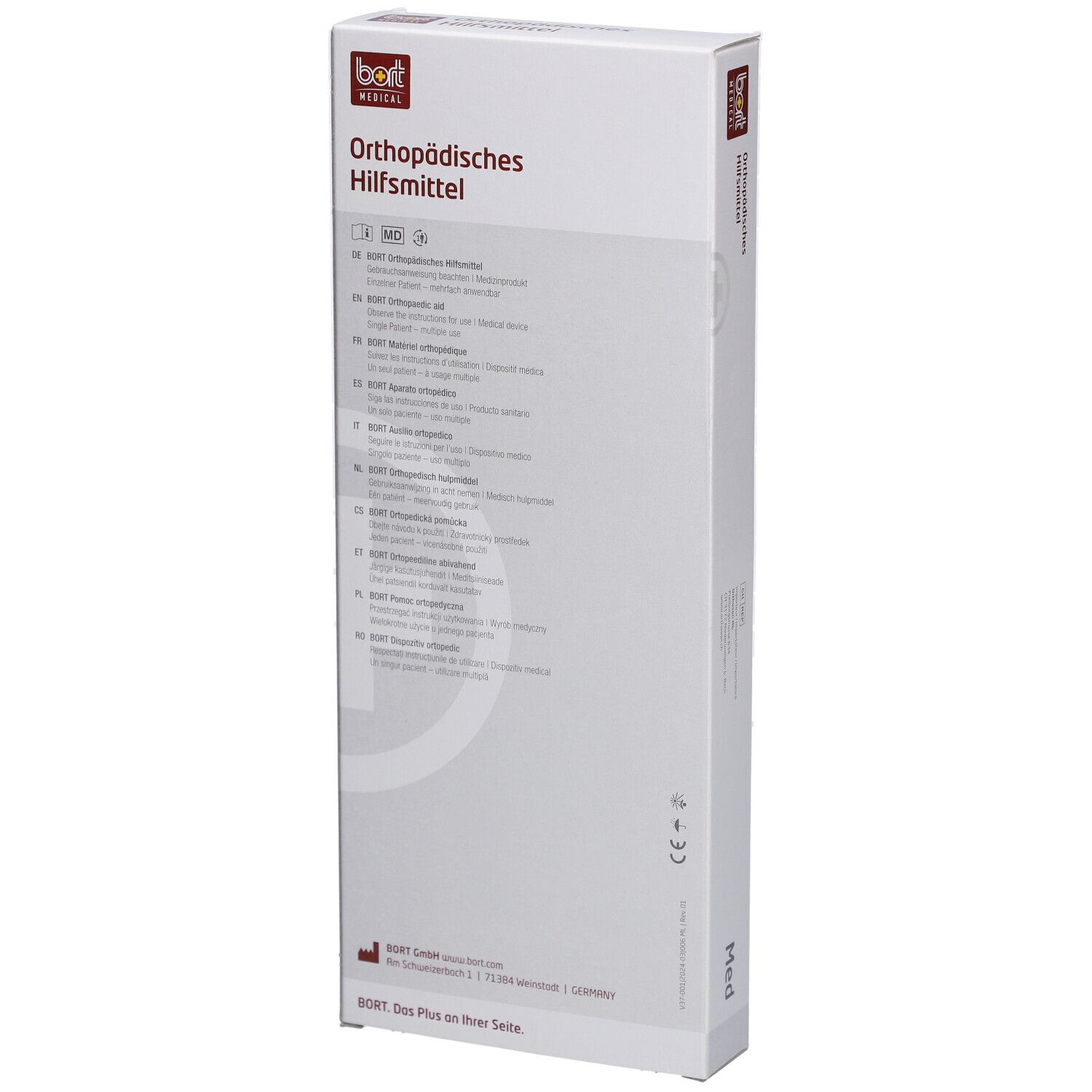 Emballage BORT. Dispositif orthopédique. Med. Liste des variantes de produits.