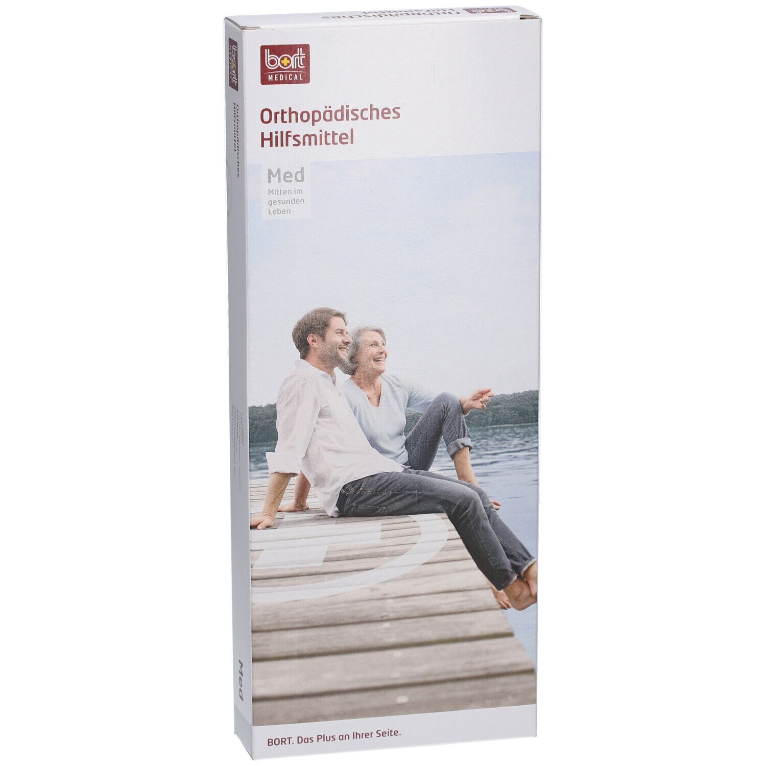 Emballage BORT. Dispositif orthopédique. Med. Image d'un couple sur une jetée.