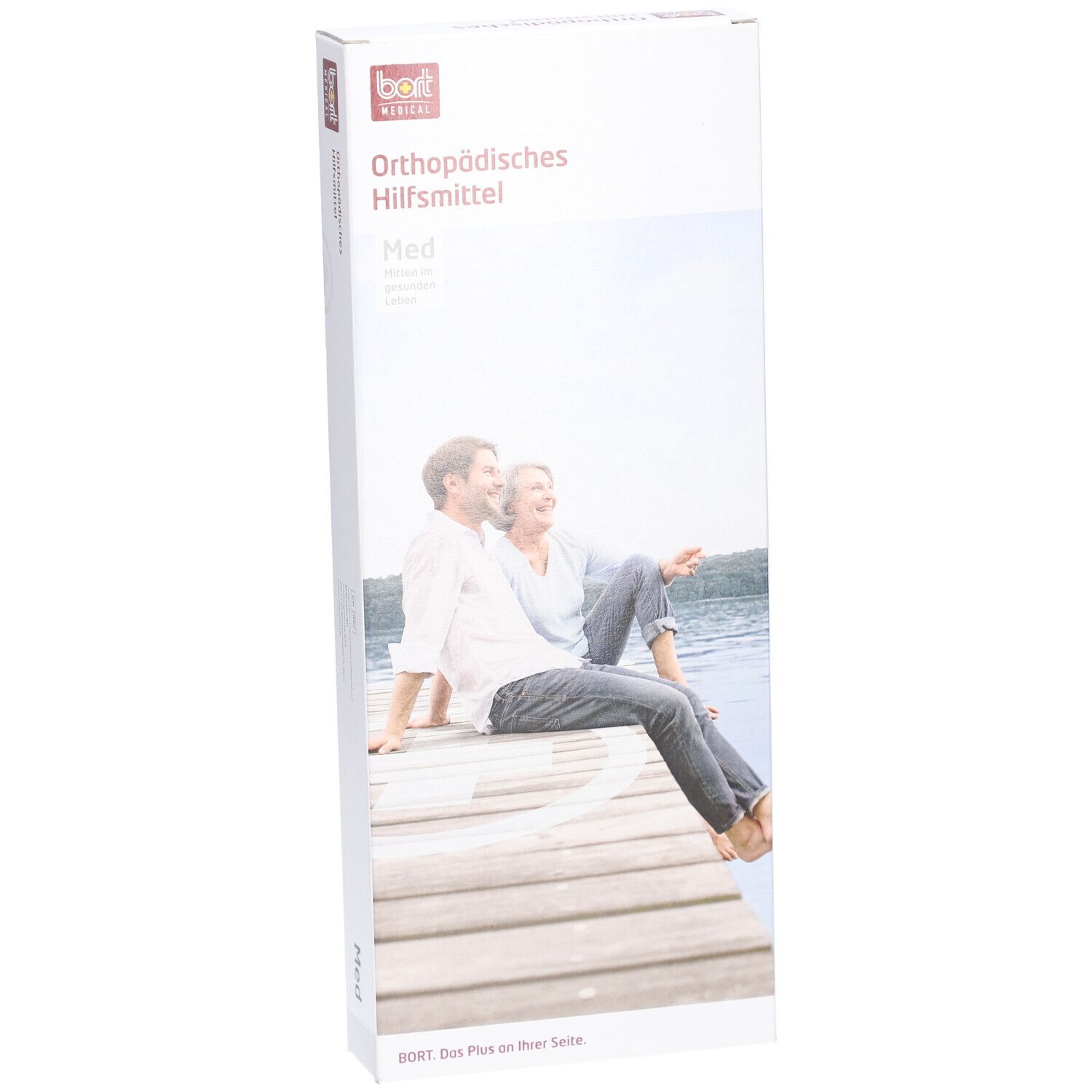 Emballage. BORT MEDICAL. Dispositif médical orthopédique. Med. Vue latérale de l'emballage.