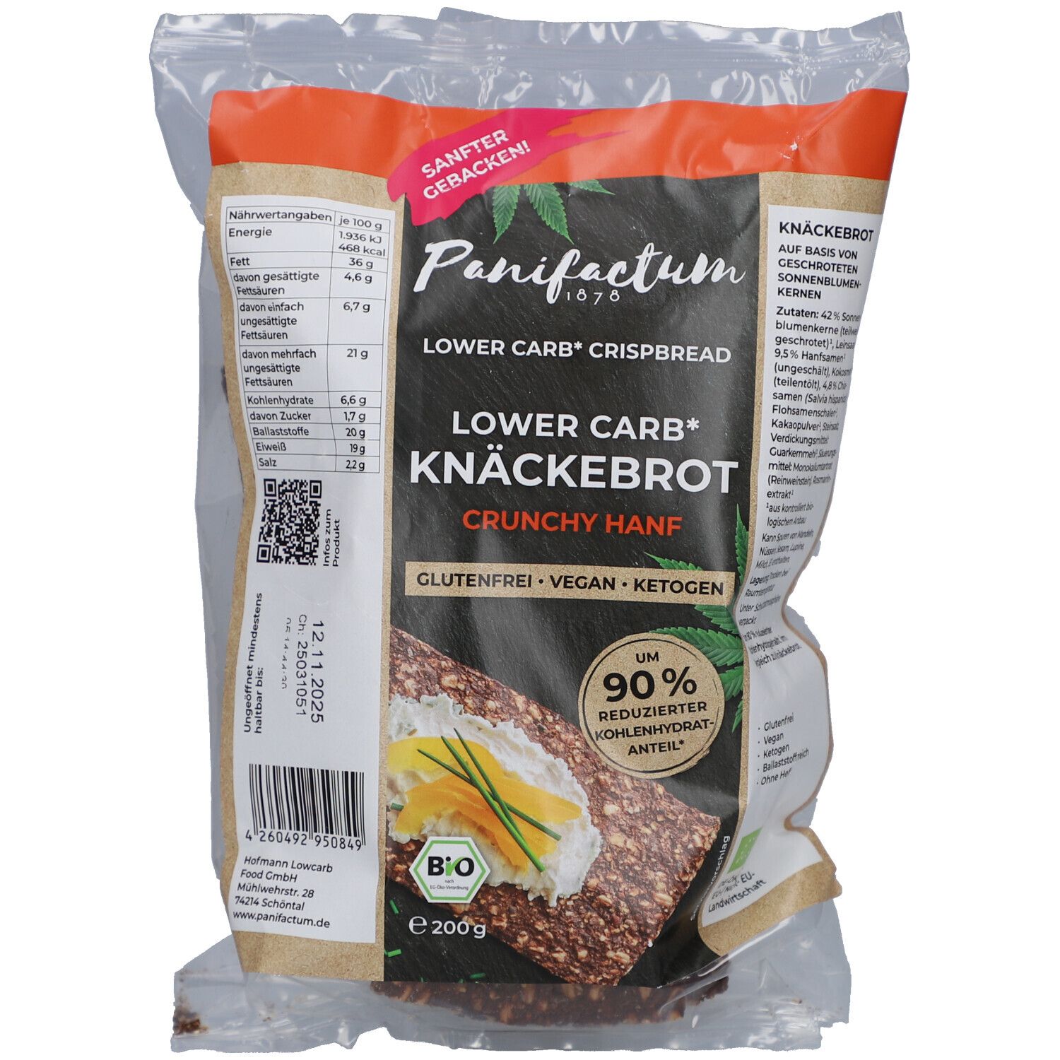 Panifactum Lowcarb Knäckebrot Bio glutenfr 200 g