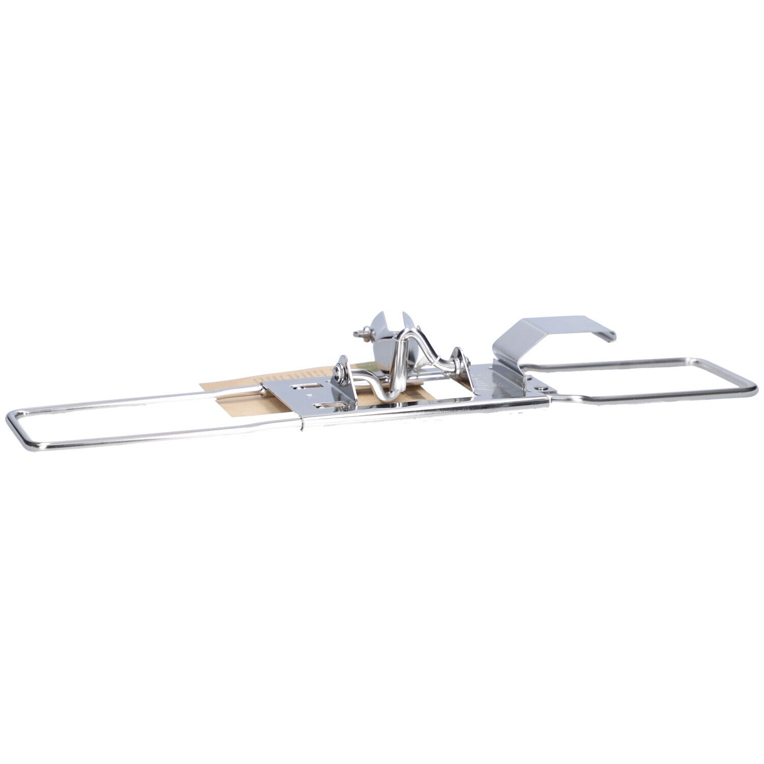 Metallischer Halter mit Griff und Verriegelungsmechanismus.