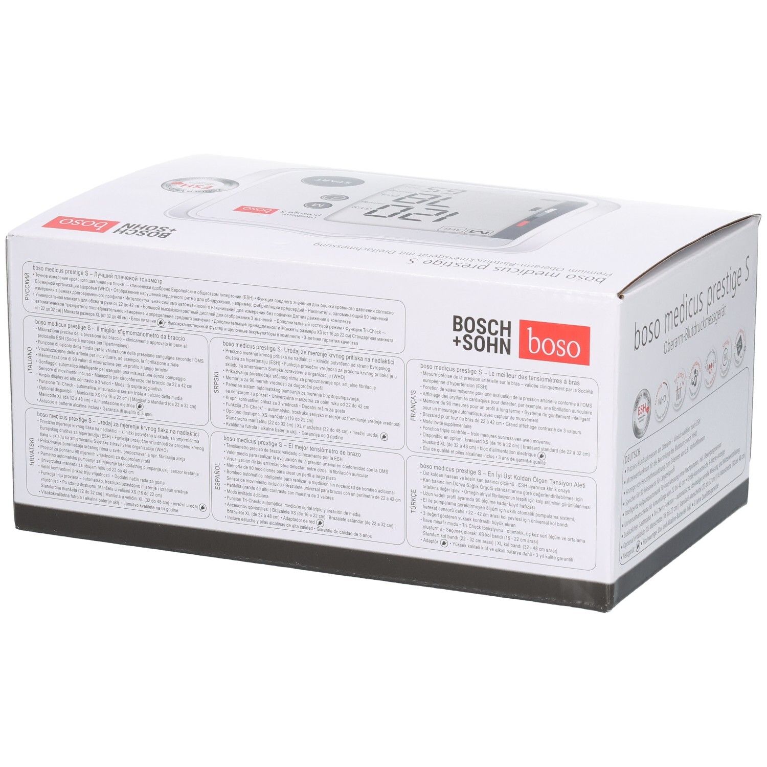 Verpackung Boso Medicus Prestige S Oberarm-Blutdruckmessgerät.