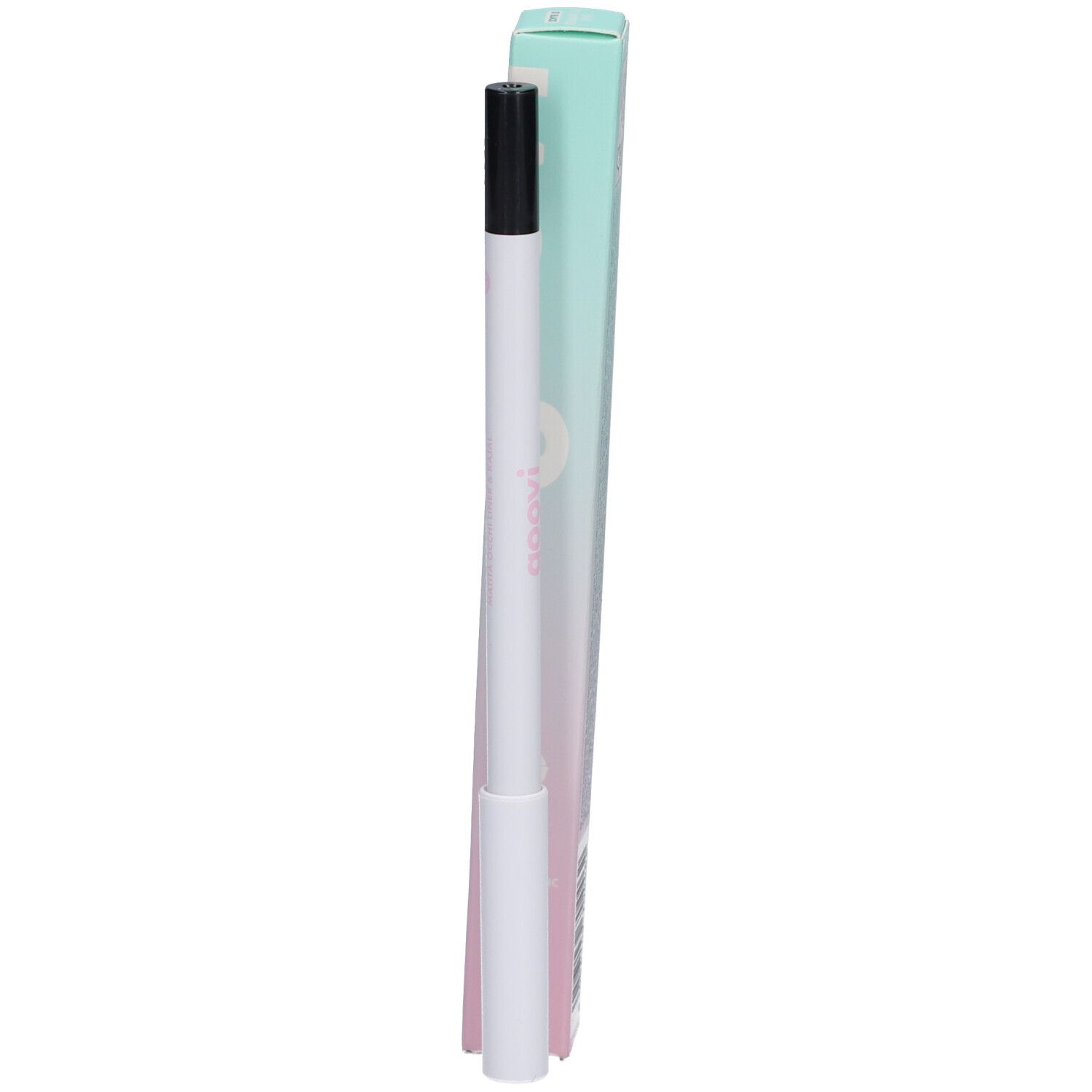 Eyeliner und Kajalstift, schwarz, mit Verpackung. Marke Goovi, Schriftzug "LINE TO IMPRESS".