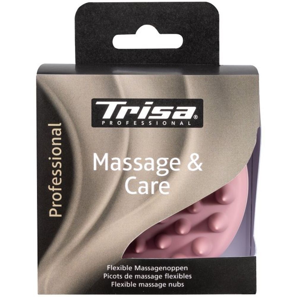 Verpackung mit rosa Massagebürste. Text: Trisa Professional, Massage & Care. Flexible Massagenoppen.