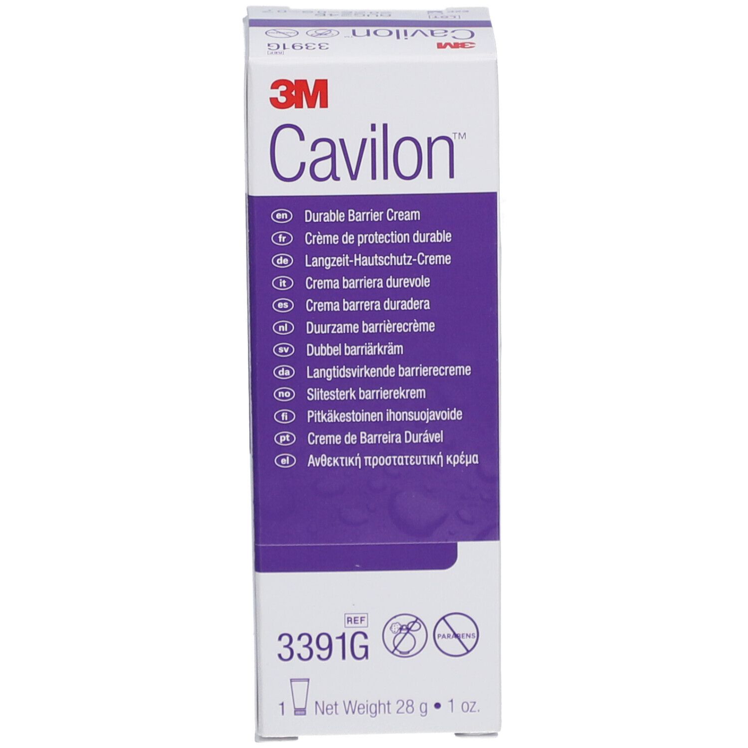 3M Cavilon Creme Verpackung. Aufschrift: Durable Barrier Cream. Ref. 3391G.
