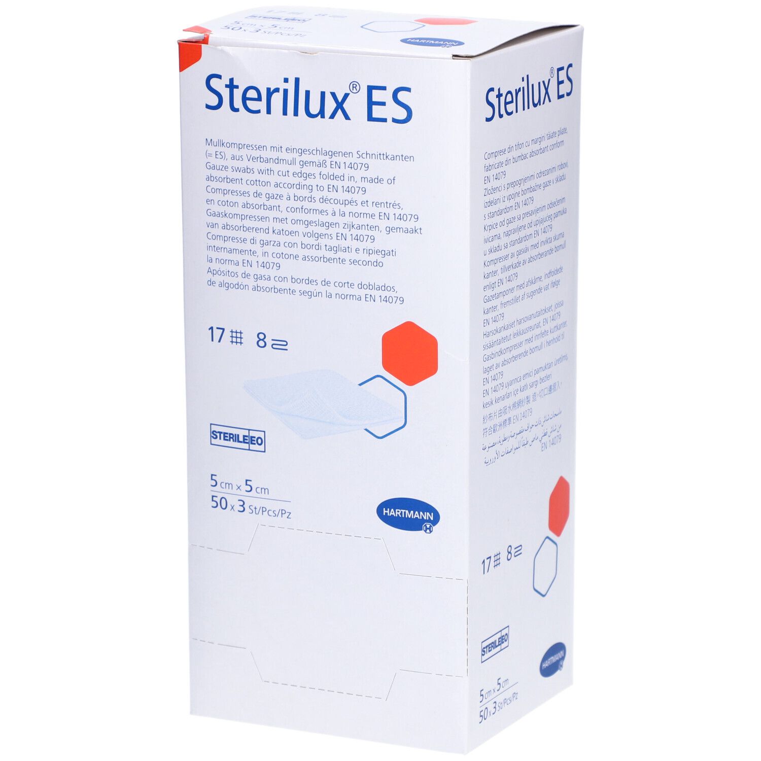 Hartmann Sterilux® ES Faltkompressen und Longuetten Typ 17 steril 8-fach gefaltet 5 x 5 cm