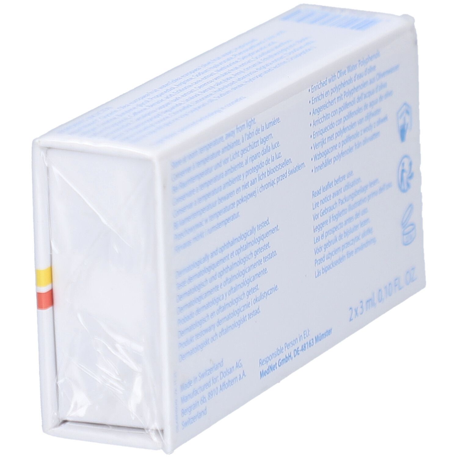Rückansicht der CILASH FORTE PLUS DUO Verpackung, schräg. Enthält Text, Inhaltsstoffe und Herstellerinformationen.