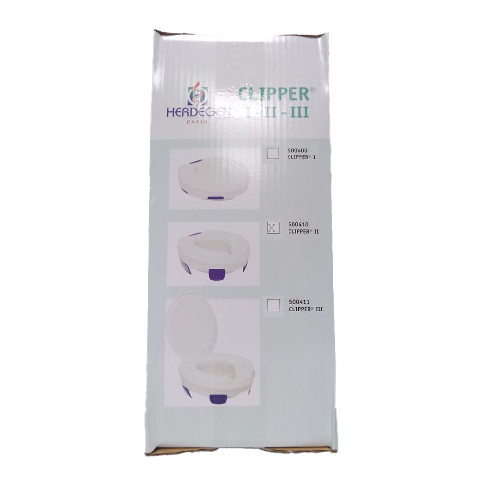 Emballage avec vues du produit. Nom du produit: CLIPPER I-II-III. Trois vues du produit: de dessus, avec couvercle et monté.