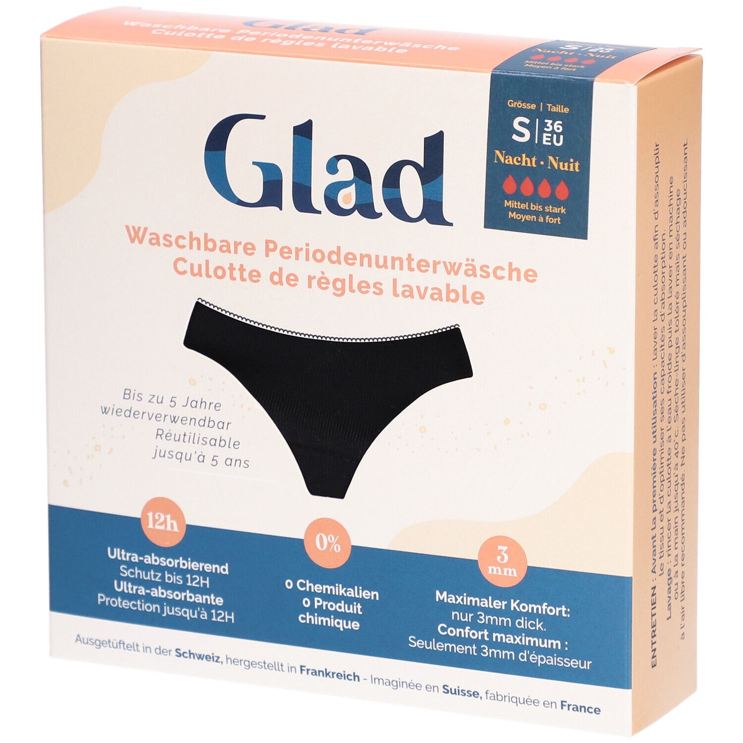 Glad Sous-vêtements périodiques de nuit S fort