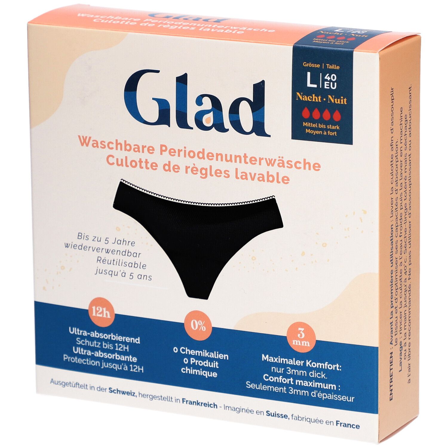 Glad nuit sous-vêtements périodiques L fort